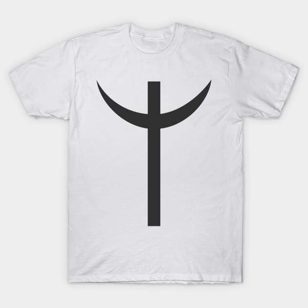 Combination of Crescent with Cross religious symbols in black flat design icon T-Shirt by wavemovies